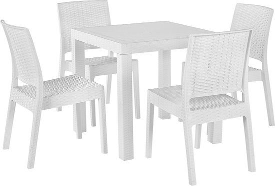 FOSSANO Tuinset voor 4 - Wit - Metaal - Weerbestendig