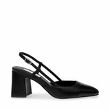 Steve Madden Damesschoenen Zeina Zwart Leer Blokhak Puntige Neus Gesp