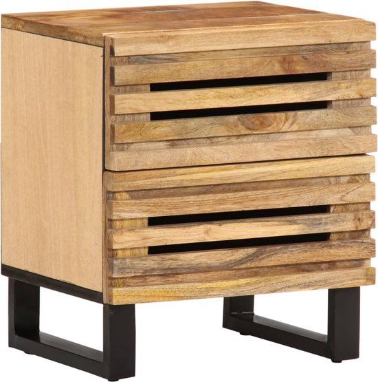 vidaXL Nachtkastje - 40x34x46 cm - Massief Ruw Mangohout