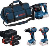 Bosch Professional 18V Toolkit - Gereedschap combiset - GSR 18V-65 + GDX 18V-285 + GBH 18V-22 + 3x GBA 5.0Ah 18V accu + GAL 12V-18V-80