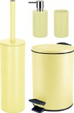 Spirella Badkamer accessoires set - WC-borstel/pedaalemmer/zeeppompje/beker - metaal/keramiek - geel