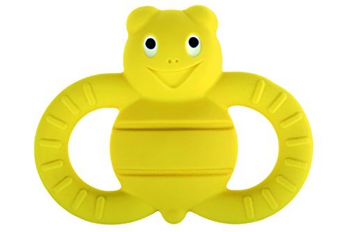 Mam Friends - Ellie the Bee, Ontwikkeld speelgoed stimuleert de senses van de baby, 100% natuurlijk rubber babyring, één van vier educatieve pasgeboren babyspeelgoed, geschikt voor 3 maanden