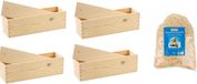 Merkloos Shoppartners Bv 4x Houten wijnkist/verpakking met schuifdeksel 33,5 x 9 x 9,5 cm en 150 gram vulmateriaal / houtwol