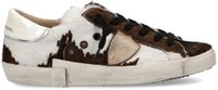 Philippe Model PRSX Low Dames Sneakers Dierenprint Koe/Wit Bruin Leer/Suède Maat 40