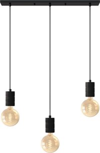 Calex Retro Hanglamp - 3-Lichts - Industrieel - Zwart - E27 - 70cm