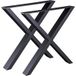 Bc-elec - Hmlt-4 Jeu De 2 Pieds De Table En Acier Format X Noir, Pieds Pour Meubles, Pieds De Table Métal 60x72cm