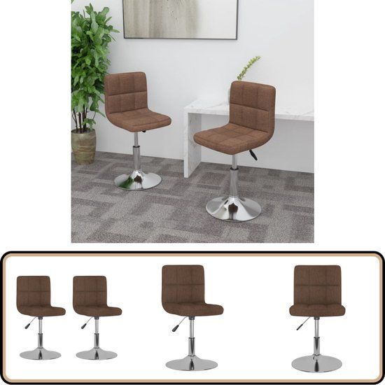vidaXL Eetkamerstoelen - Draaibaar - Stof - 2 stuks - Bruin