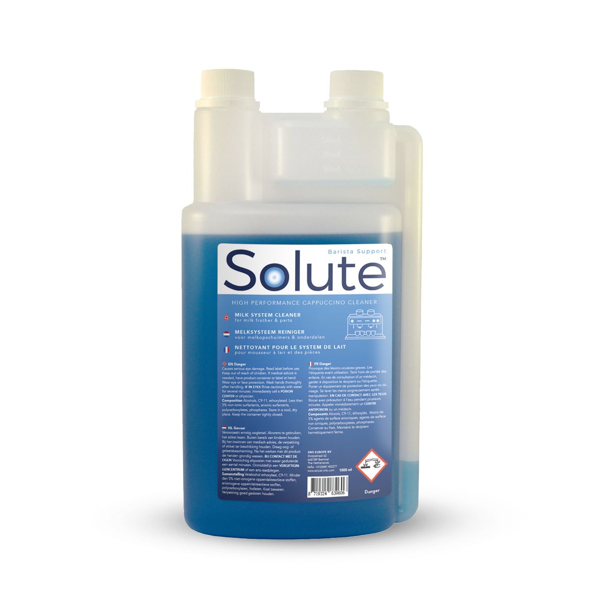 SOLUTE Milk System Cleaner - 1 Liter - Blue - Bottle