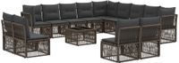 vidaXL Tuinbank - Set - 14 - st - Grijs - poly - rattan