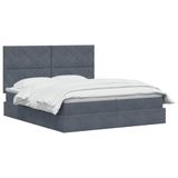 vidaXL - LED - opbergbed - met matras - Donkergrijs - 200 x 200 cm - Fluweel