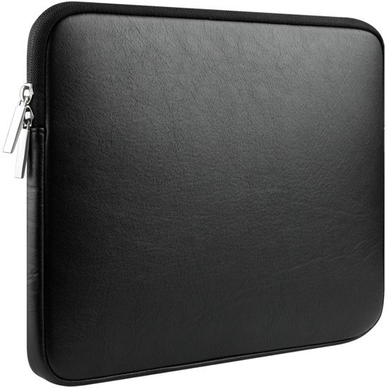 Tech Supplies Luxe Kunstlederen Soft Sleeve Voor de Apple Macbook Air / Pro Retina 13 Inch - 13.3 Case - Bescherming Cover Hoes Kunstleer - Zwart