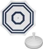 Parasol - Blanc/bleu - D120 cm - incl. sac de transport - pied de parasol - 42 cm