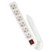Zenitech Schuko-stekkerdoos met verlichte schakelaar, 6 stopcontacten 16A, H05VV-F 3G 1,5 mm² kabel, 5 m, wit