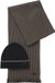 BOSS bonnet et écharpe en mélange coton-laine - bonnet pour homme avec revers et écharpe tricotée - noir