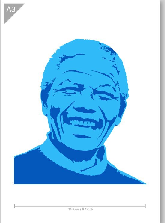 QBIX Nelson Mandela sjabloon - 2 lagen Kunststof A3 stencil - Kindvriendelijk sjabloon geschikt voor graffiti airbrush schilderen muren meubilair taarten en andere doeleinden