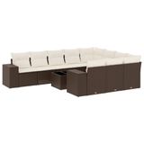 vidaXL 11-delige Loungeset met kussens, polyrattan, bruin