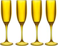 Home Deco Factory Champagneglas - 4x - 13 cl - geel - glas - vaatwasserbestendig