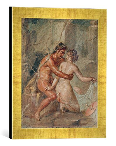 kunst für alle Ingelijste afbeelding van AKG Anonymous erotische scène/pompejanisch, kunstdruk in hoogwaardige handgemaakte fotolijst, 30x40 cm, Gold Raya