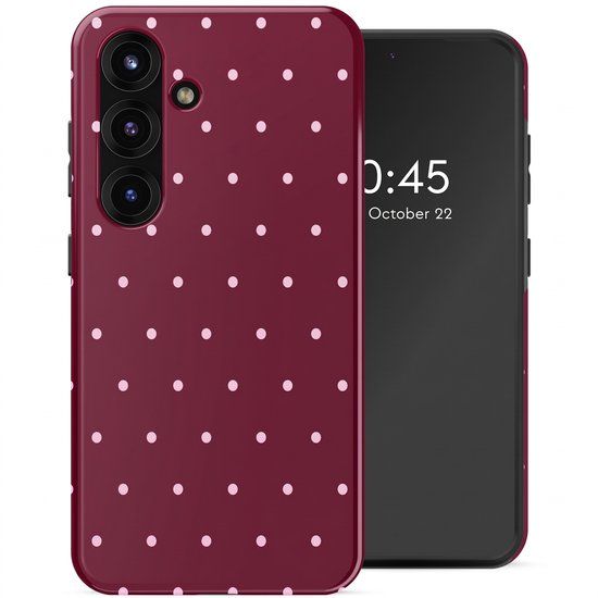 Selencia Hoesje - Geschikt voor Samsung Galaxy S25 - Backcover - Happy Dots Burgundy