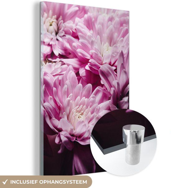 MuchoWow® Glass Painting 100x150 cm - Acrylic Glass Painting - Flowers - Pink - Nature - Photo on Glass - Paintings