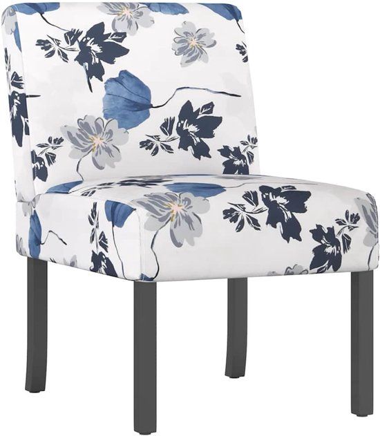 vidaXL Stoel gebloemd stof blauw