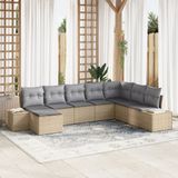 vidaXL Tuinbank Set 8-delig Beige/Lichtgrijs Polyrattan