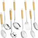 Ibenzoa® Set complète d'ustensiles pour wok en acier inoxydable avec manche en bois