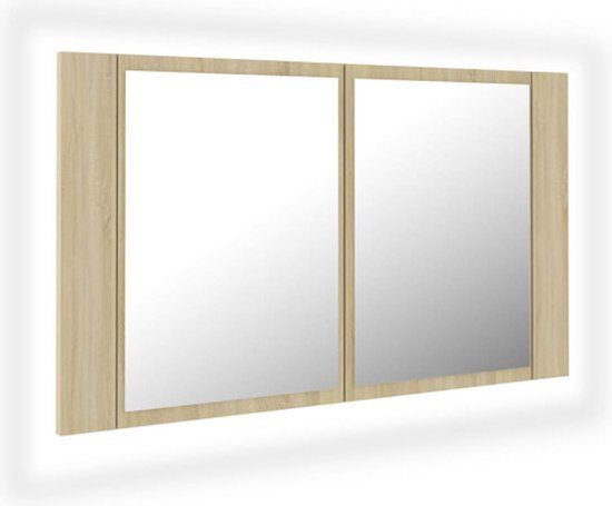 vidaXL Badkamerkast met spiegel en LED 80x12x45 cm sonoma eikenkleurig