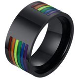 LGT JWLS Lookinggoodtoday Regenboog heren ring Edelstaal Zwart-21mm
