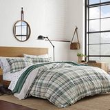 Eddie Bauer | 100% katoen zacht en gezellig premium kwaliteit geruite dekbed met bijpassende sham, 2-delige beddengoedset, groen, Twin