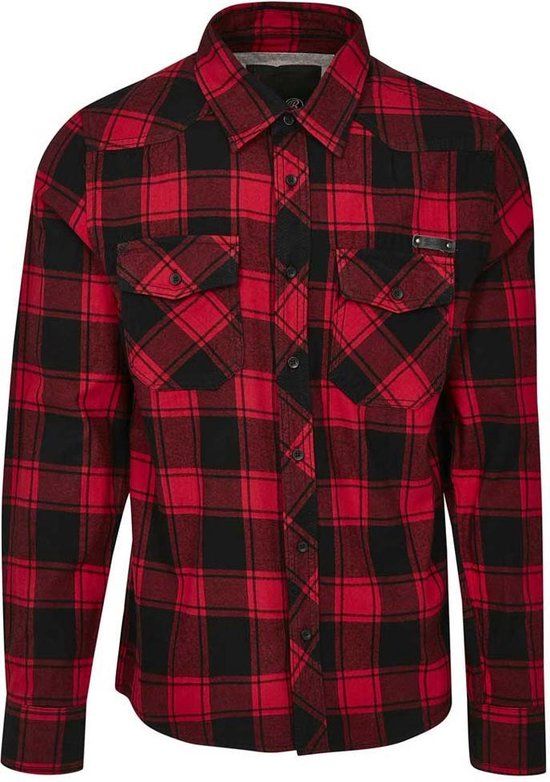 Brandit Checkshirt Heren Flanellen overhemd - rood/zwart - 7XL
