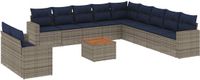 vidaXL Loungeset met Kussens, Poly Rattan, Grijs