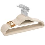 Sasha Morel Fluwelen Kleerhangers, Set van 20 Velvet Hangers met Draaibare Haken en Schouderinkepingen, Antislip en Ruimtebesparende Kledinghangers voor Garderobe, Kledingkast en Thuis, Crème
