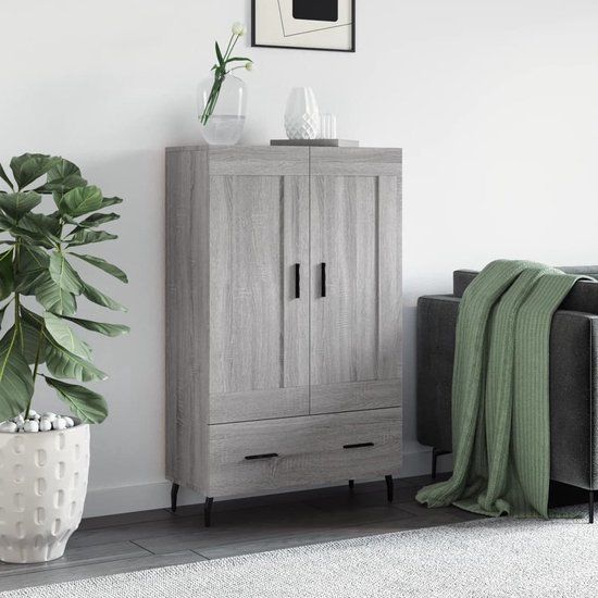 vidaXL Hoge kast bewerkt hout grijs sonoma eikenkleurig 69,5x31x115 cm