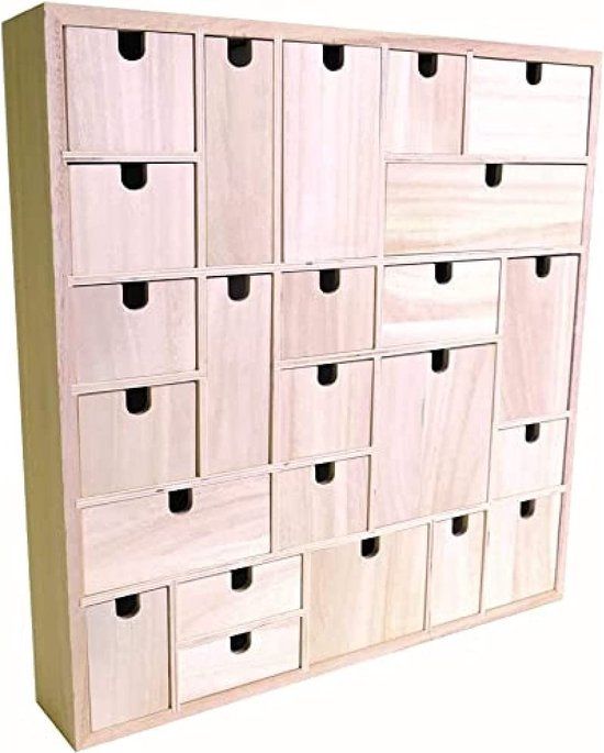 Artemio, Houten Adventskalender om te Decoreren, Geometrisch Patroon, 40 x 40 x 6,5 cm