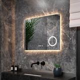 Mirlux Badkamerspiegel met LED Verlichting & Verwarming – Rechthoekige Wandspiegel – Anti Condens Douchespiegel - 80x60CM