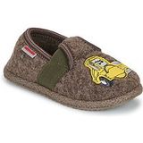 GIESSWEIN Tackesdorf Kinderpantoffels jongens - Warme wollen pantoffels | Warme kinderpantoffels van scheerwol met graafmachine-motief – antislip pantoffels, ademend voor kleuterschool en thuis
