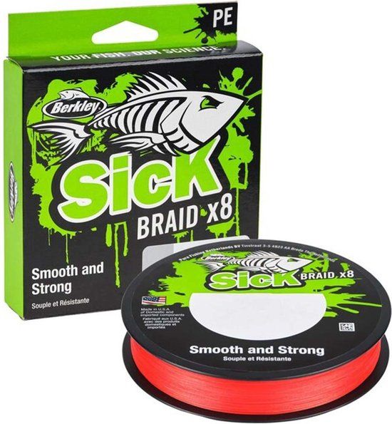 Berkley Sick Braid 8X Red Gevlochten Draad - 150m