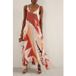 Reiss Robe d'occasion à volants imprimée Crème/rouge Taille : 12