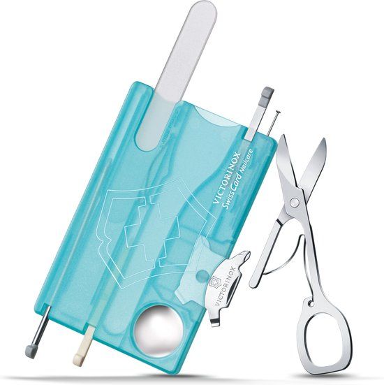 Victorinox SwissCard Nailcare - Multitool - 13 Functies - Transparant IJsblauw