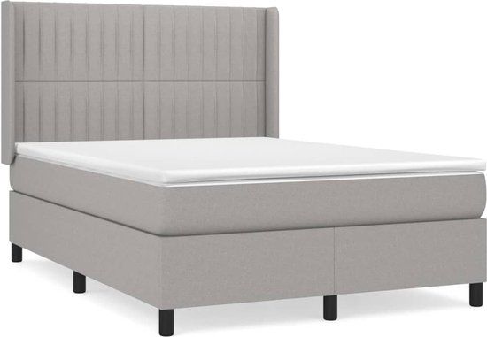 vidaXL Boxspring met matras stof lichtgrijs 140x190 cm