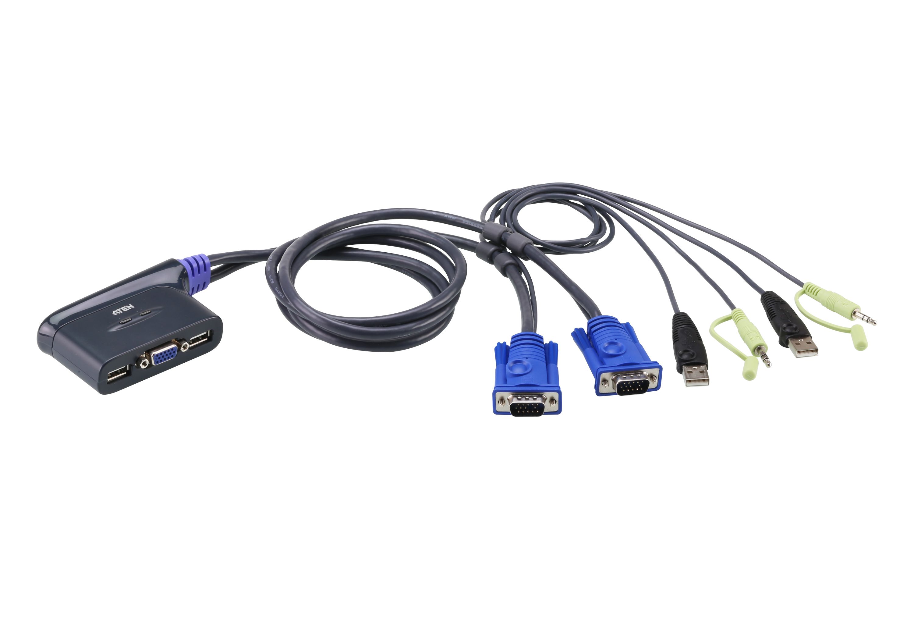 ATEN CS62U 2-Port USB KVM Switch - 1.8m - Blauw