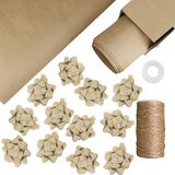 LEVIATAN Cadeauverpakkingsset, cadeaupapier, zelfklevende decoratieve sterren, jute koord en plakband, L, kracht