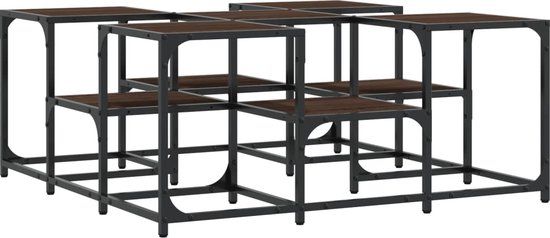 vidaXL Salontafel 91x91x40 cm bewerkt hout bruin eikenkleur