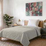 Italian Bed Linen Satijn Zomer Quilt, Polyester, Duif Grijs, 170x250cm