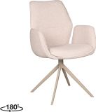 LABEL51 Mellow Eetkamerstoel - Naturel - Stof - Zwart Metalen Frame