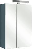 Merkloos Luxe badkamerkast Antraciet glans Metaal 2 deuren Inclusief spiegel Inclusief stopcontact Met verlichting