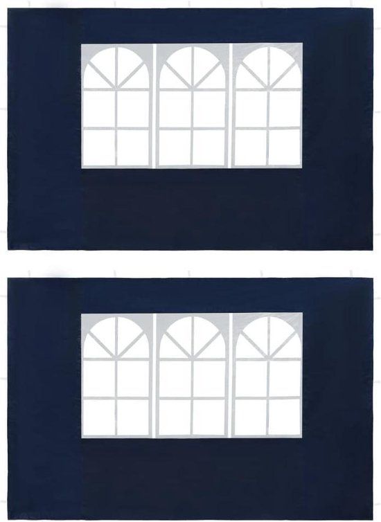 vidaXL Tentwanden met raam PE blauw 2 st