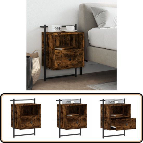 vidaXL Nachtkastje wandgemonteerd 40x30x61 cm hout grijs sonoma eiken