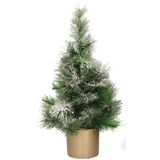 Sapin artificiel enneigé 75 cm avec pot doré